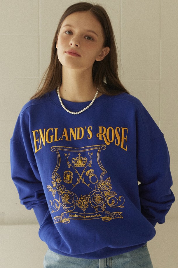 NONLOCAL - 스웻셔츠 - Rose Emblem embroidery Sweatshirt - Blue