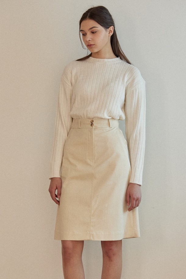 NONLOCAL - 미디스커트 - Two-buttons A-line Skirt 2 Color