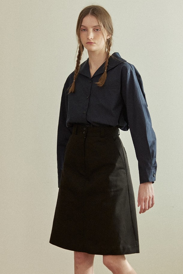 NONLOCAL - 미디스커트 - Two-buttons A-line Skirt 2 Color