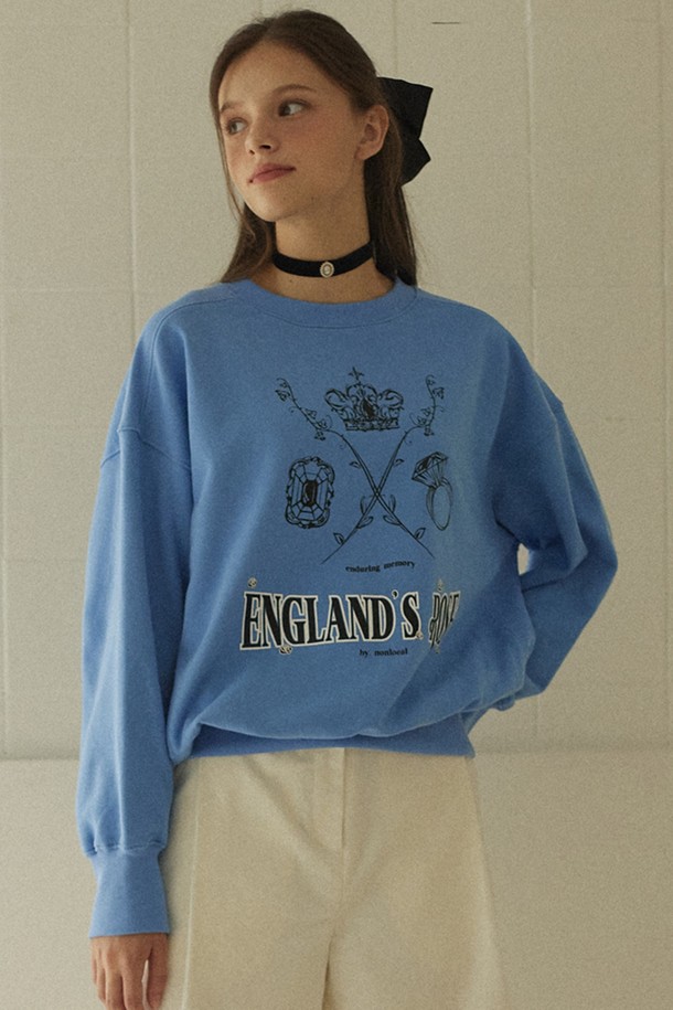 NONLOCAL - 긴소매 티셔츠 - Tiara Jewels Vivid Sweatshirt - Sky Blue