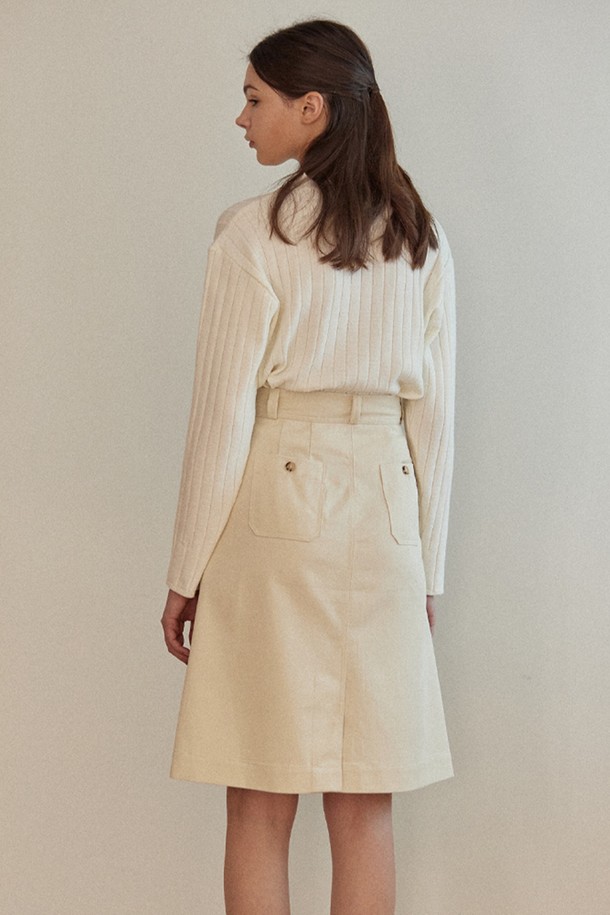 NONLOCAL - 미디스커트 - Two-buttons A-line Skirt 2 Color