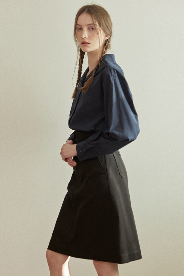 NONLOCAL - 미디스커트 - Two-buttons A-line Skirt 2 Color