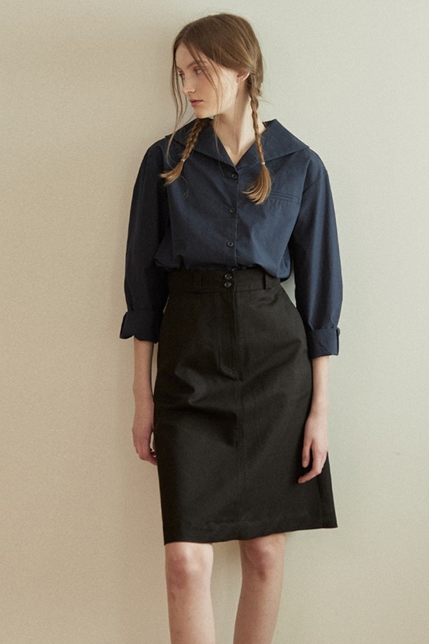 NONLOCAL - 미디스커트 - Two-buttons A-line Skirt 2 Color