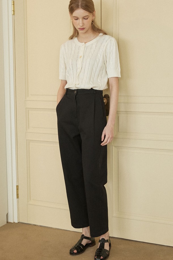 NONLOCAL - 롱/미디팬츠 - Tomboy Cotton pants - Black