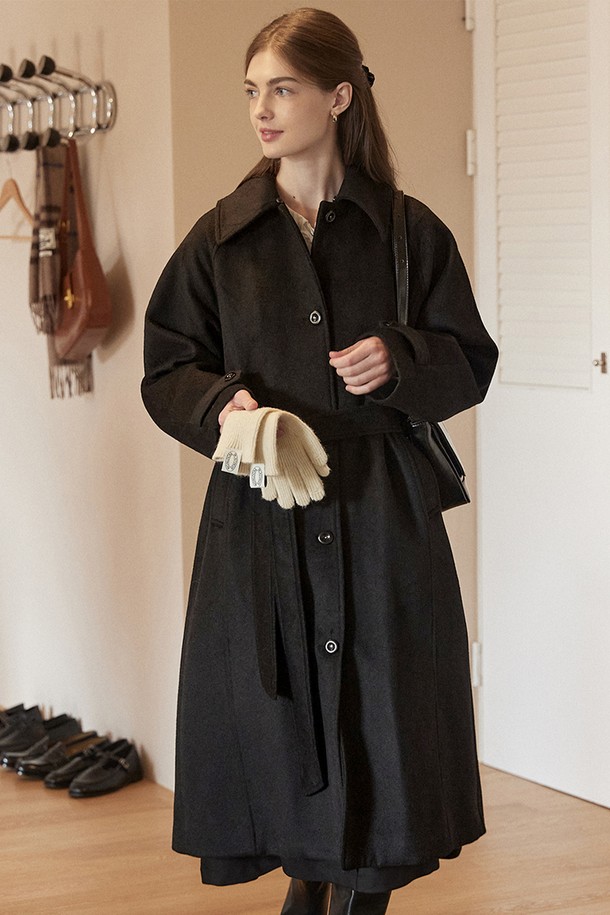 NONLOCAL - 코트 - Shearing Collar Balmacaan Coat - Black