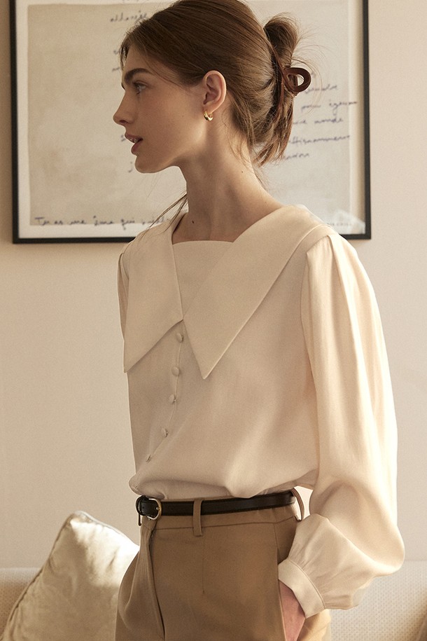 NONLOCAL - 블라우스 - Jane button blouse - Cream Beige