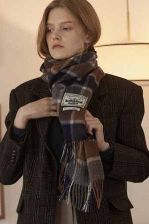 Daily check wool muffler - Navy check