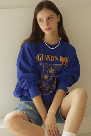 Rose Emblem embroidery Sweatshirt - Blue