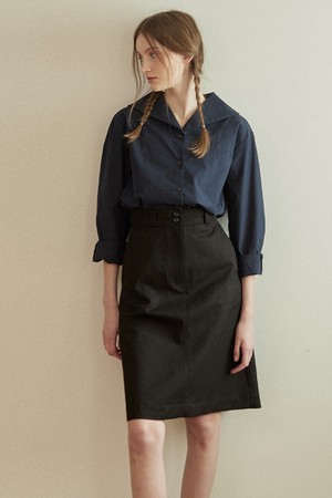 Two-buttons A-line Skirt 2 Color