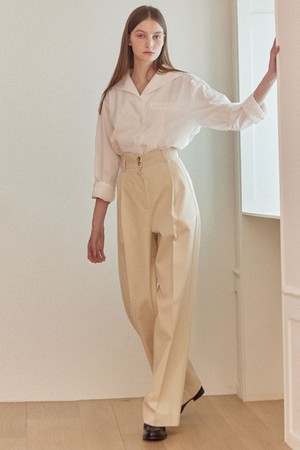 Two-buttons loose-fit pants 2 Color