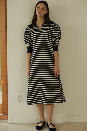 Rose Wappen Stripe Dress - Navy