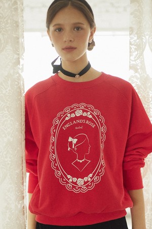 Royal Lace Silhouette Sweatshirt - Red