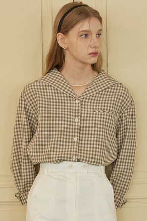 Marine Collar Check Shirt - Beige