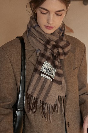 Daily check wool muffler - Beige Check