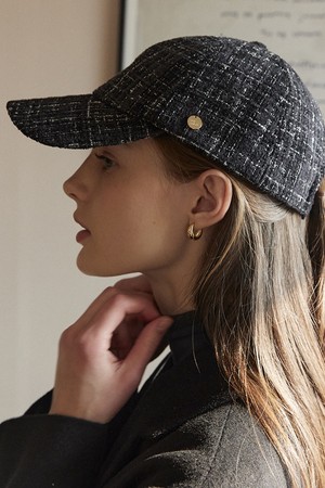 Atelier tweed ball cap - Black