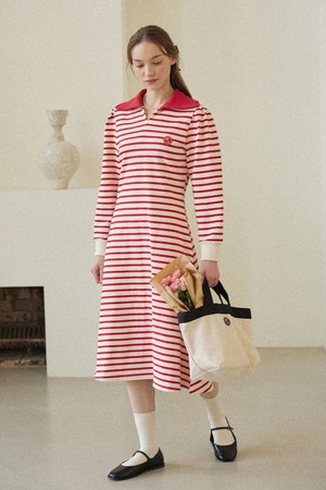 Rose Wappen Stripe Dress - Red