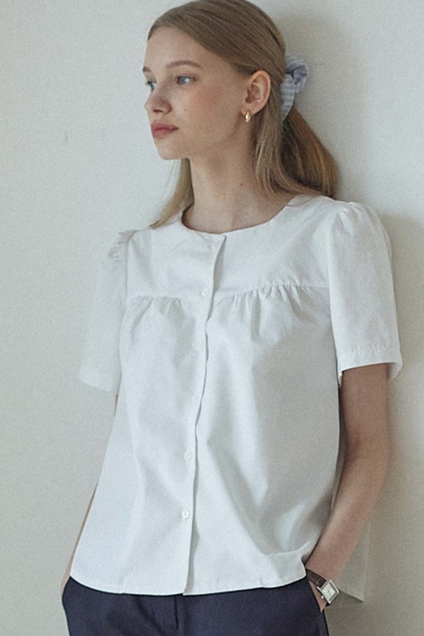 NONLOCAL - 블라우스 - Julia Shirring Blouse - White