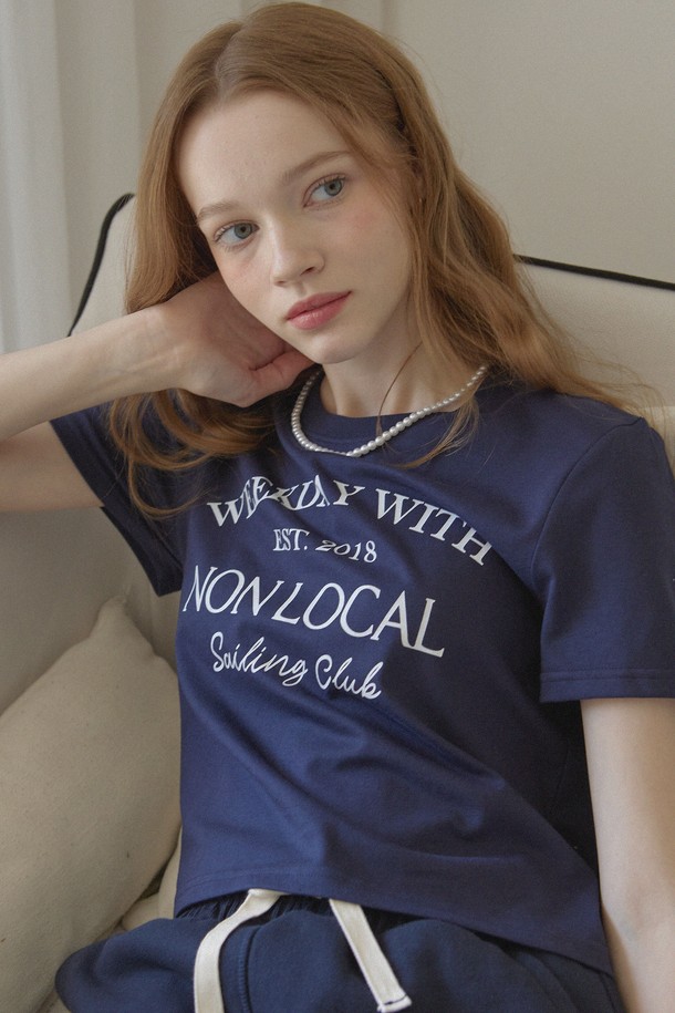 NONLOCAL - 반소매 티셔츠 - Sailing Club  T-shirt - Navy