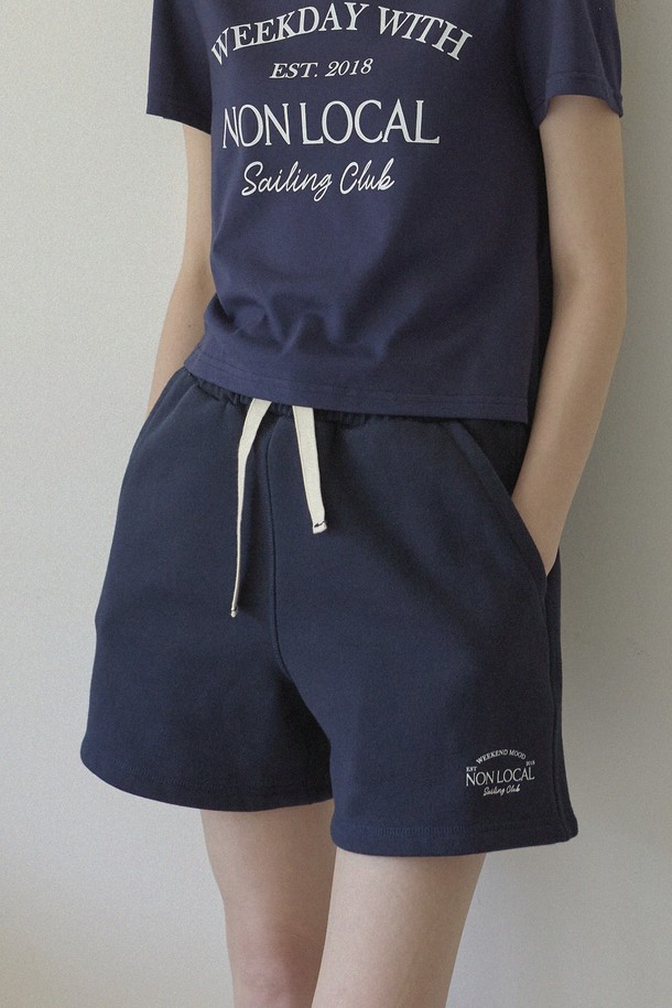 NONLOCAL - 쇼트팬츠 - Sailing Club Sweat Shorts - Navy