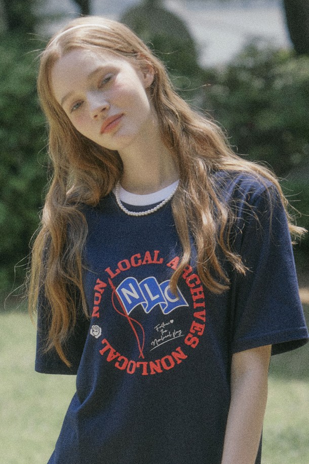 NONLOCAL - 반소매 티셔츠 - NLC Flag  T-shirt - Navy