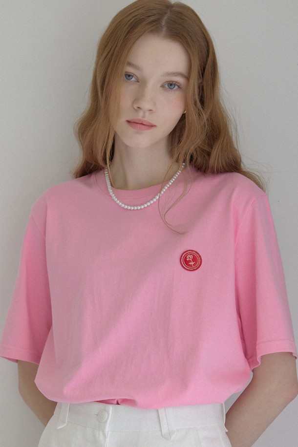 NONLOCAL - 반소매 티셔츠 - Rose Wappen T-shirt - Pink