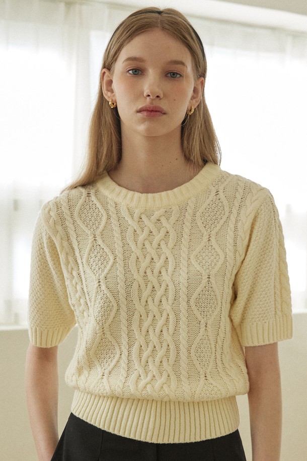 NONLOCAL - 스웨터 - Jane Cable Knit - Butter