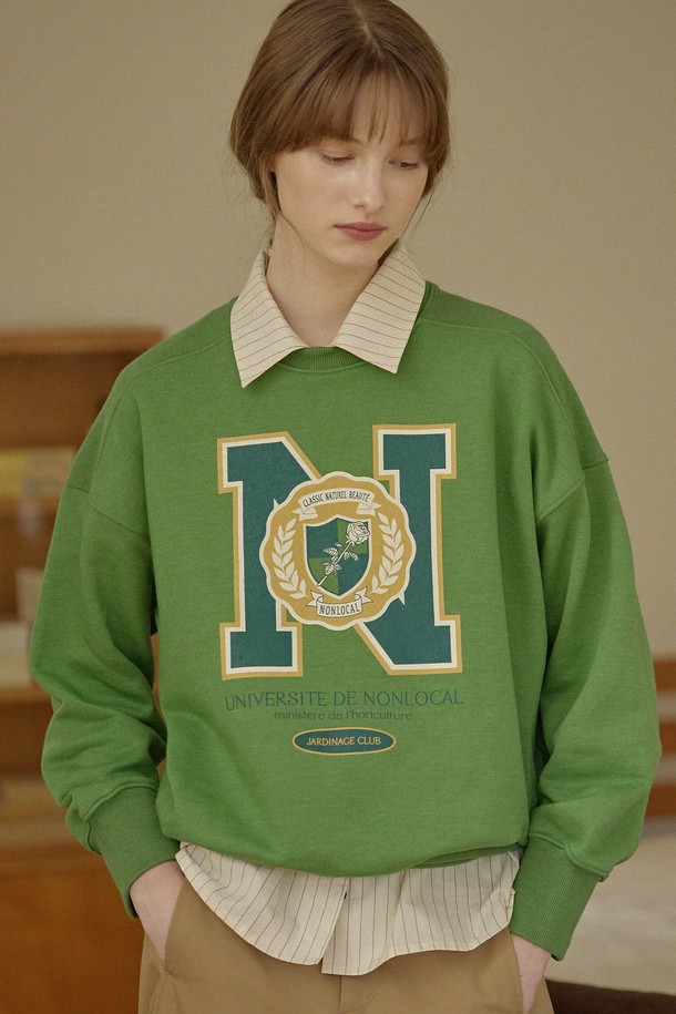 NONLOCAL - 스웻셔츠 - N Logo Sweatshirt - Moss Green