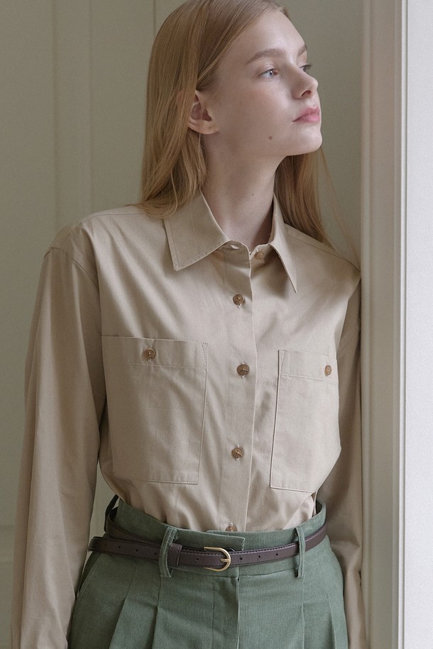 NONLOCAL - 셔츠 - Classic Two Pocket Shirt - Beige