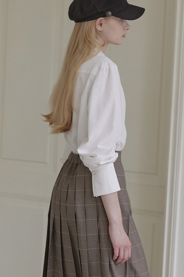 NONLOCAL - 롱스커트 - Banding Pleats Long Skirt - Check