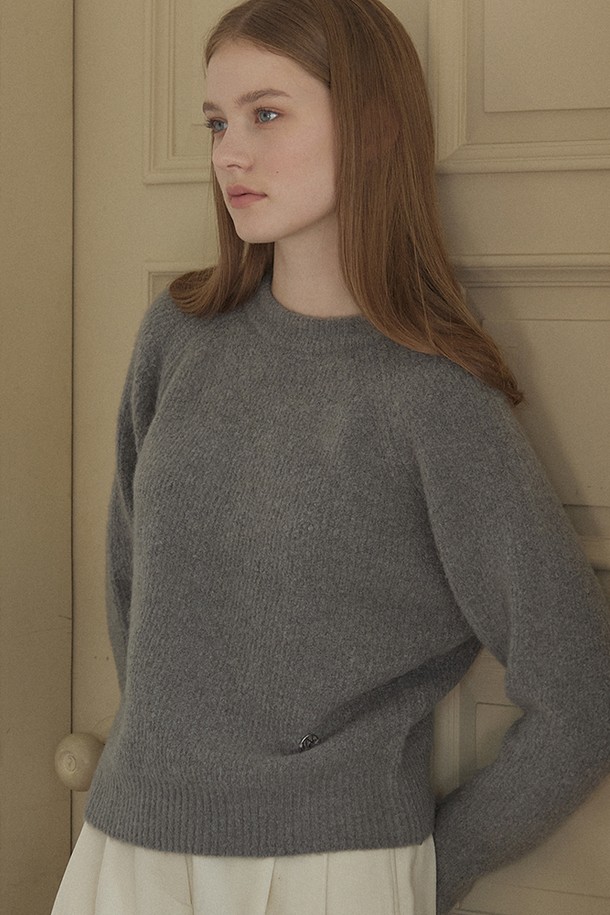 NONLOCAL - 스웨터 - Alpaca Raglan Sleeve Knit - Charcoal