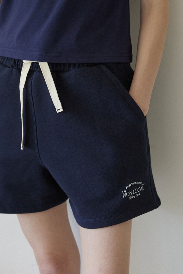 NONLOCAL - 쇼트팬츠 - Sailing Club Sweat Shorts - Navy