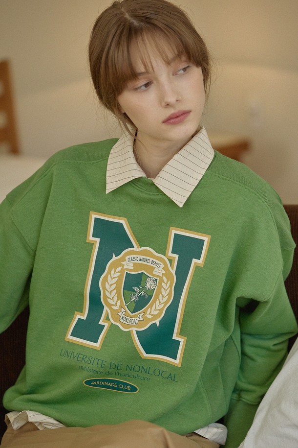 NONLOCAL - 스웻셔츠 - N Logo Sweatshirt - Moss Green