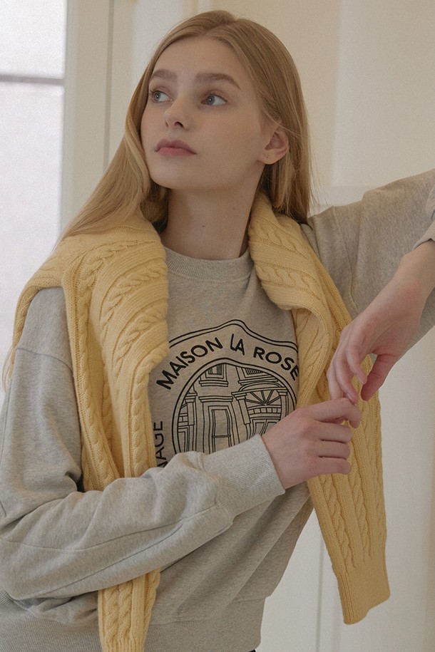 NONLOCAL - 스웻셔츠 - Maison La Rose Print Sweatshirt - Light Grey