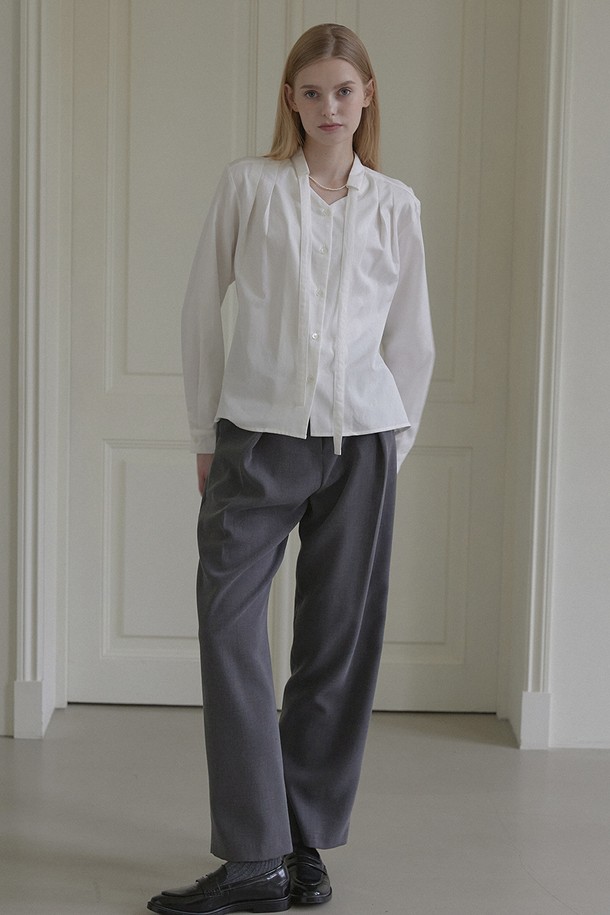 NONLOCAL - 롱/미디팬츠 - High Waist Belted Pants - Charcoal