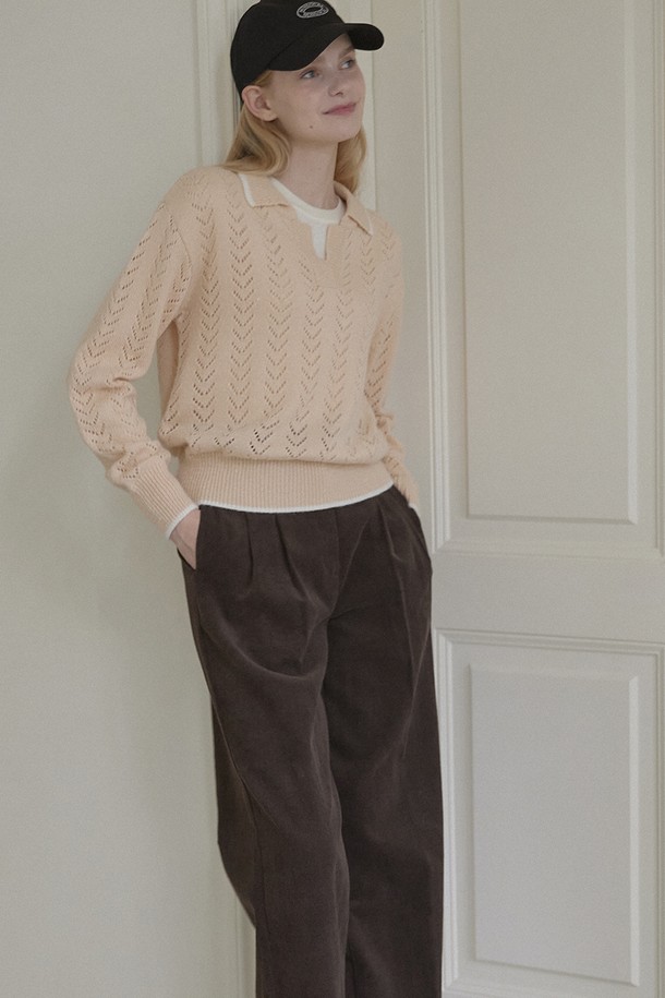 NONLOCAL - 롱/미디팬츠 - Daily Two Tuck Corduroy Pants - Brown