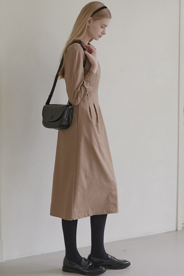 NONLOCAL - 긴소매 원피스 - Janet Volume Sleeve Dress - Beige