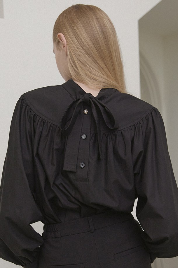 NONLOCAL - 블라우스 - Reversible Bow Tie Blouse - Black