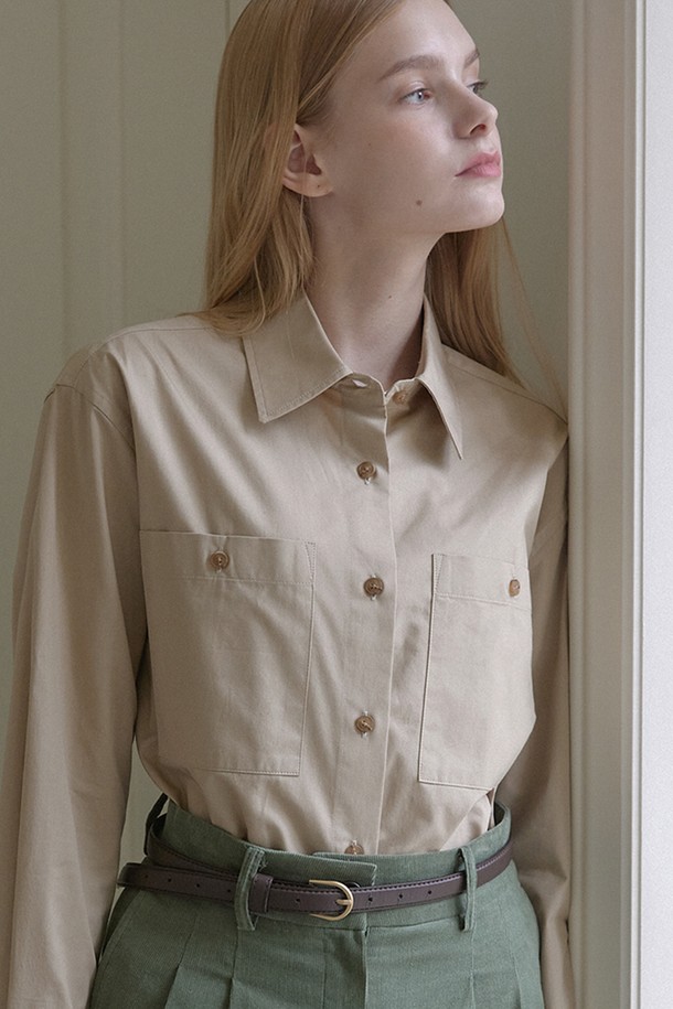 NONLOCAL - 셔츠 - Classic Two Pocket Shirt - Beige