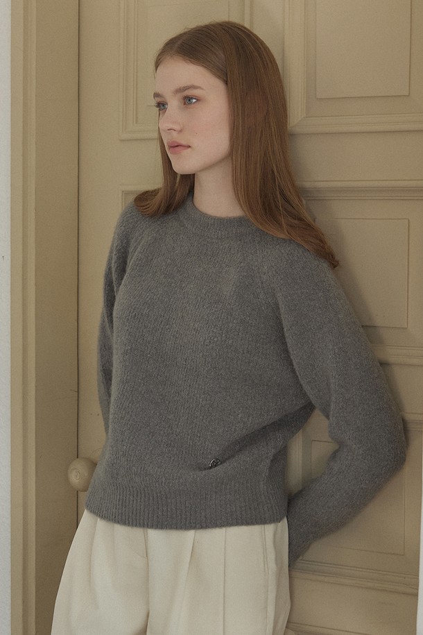 NONLOCAL - 스웨터 - Alpaca Raglan Sleeve Knit - Charcoal