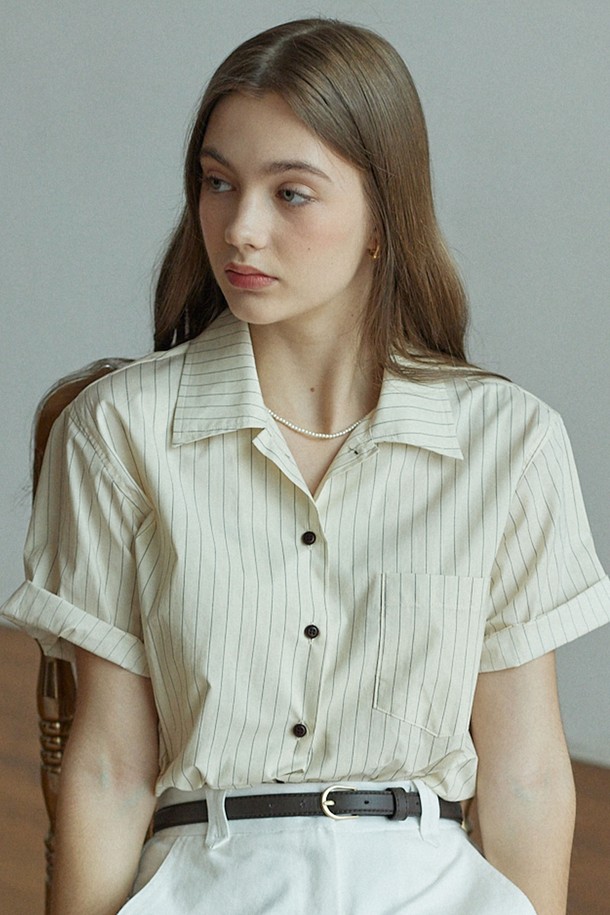 NONLOCAL - 셔츠 - Veining  Pocket Shirt - Ivory