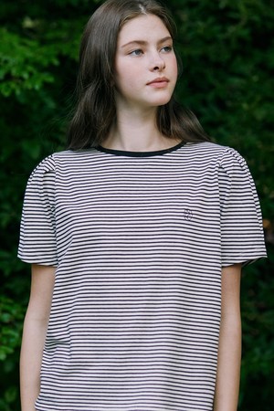 Stripe Puff Sleeve T-shirt - White Stripe