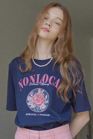 Vintage Rose T-shirt - Navy