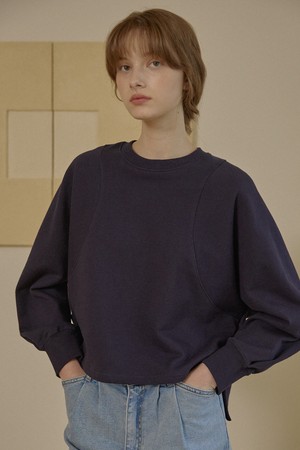 Curved Line Sweatshirt - Navy