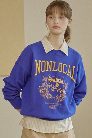 Rose Club Embroidery Sweatshirt - Blue