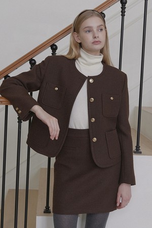 Jane Tweed Goldish Jacket - Brown