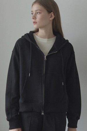 Emblem Logo Hood Zip-Up - Black