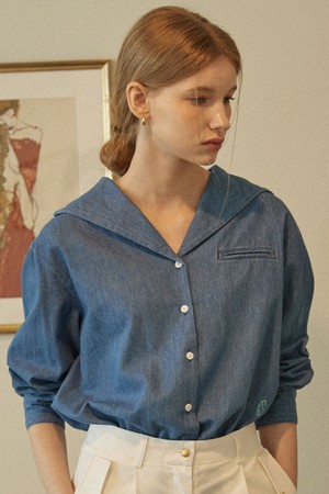 Denim Marine Collar Shirt - Blue