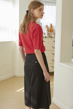 Linen Goldish Skirt - Black