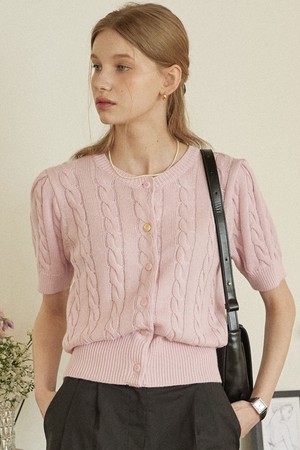 Bonnie Cable Cardigan - Pink