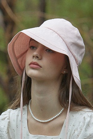 Linen Ribbon Bucket Hat - Pink